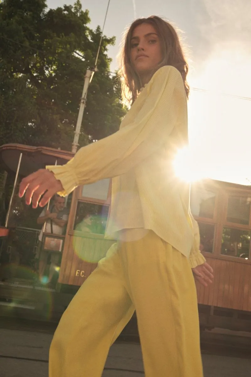 Amelia Stripe Blouse | Yellow Plum  | Bluse fra Mos Mosh