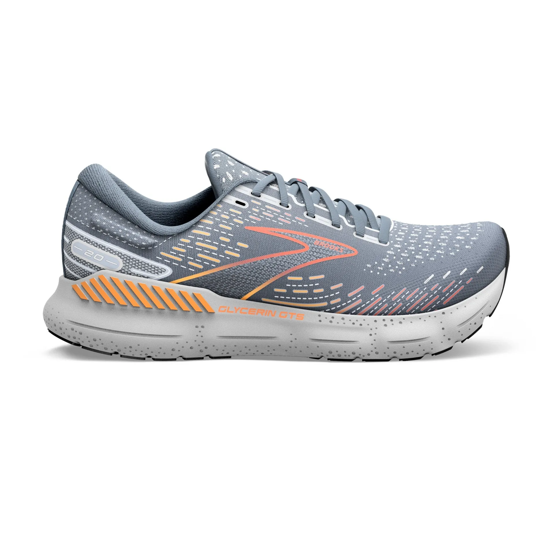 Brooks | Glycerin GTS 20 | Men's | Grey/Chili Oil/Orange