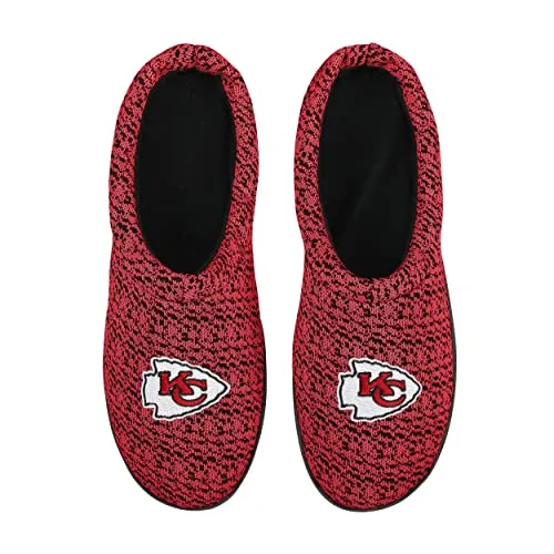 FOCO NFL Kansas City Chiefs Men's Poly Knit Cup Sole Slipper, Team Color, Large (11-12)