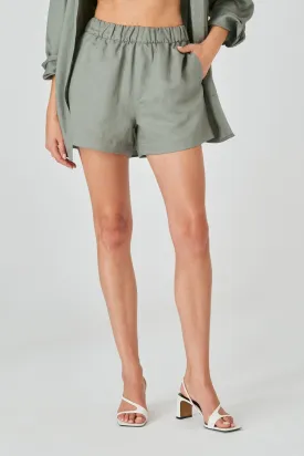 Linen Shorts Khaki Olive