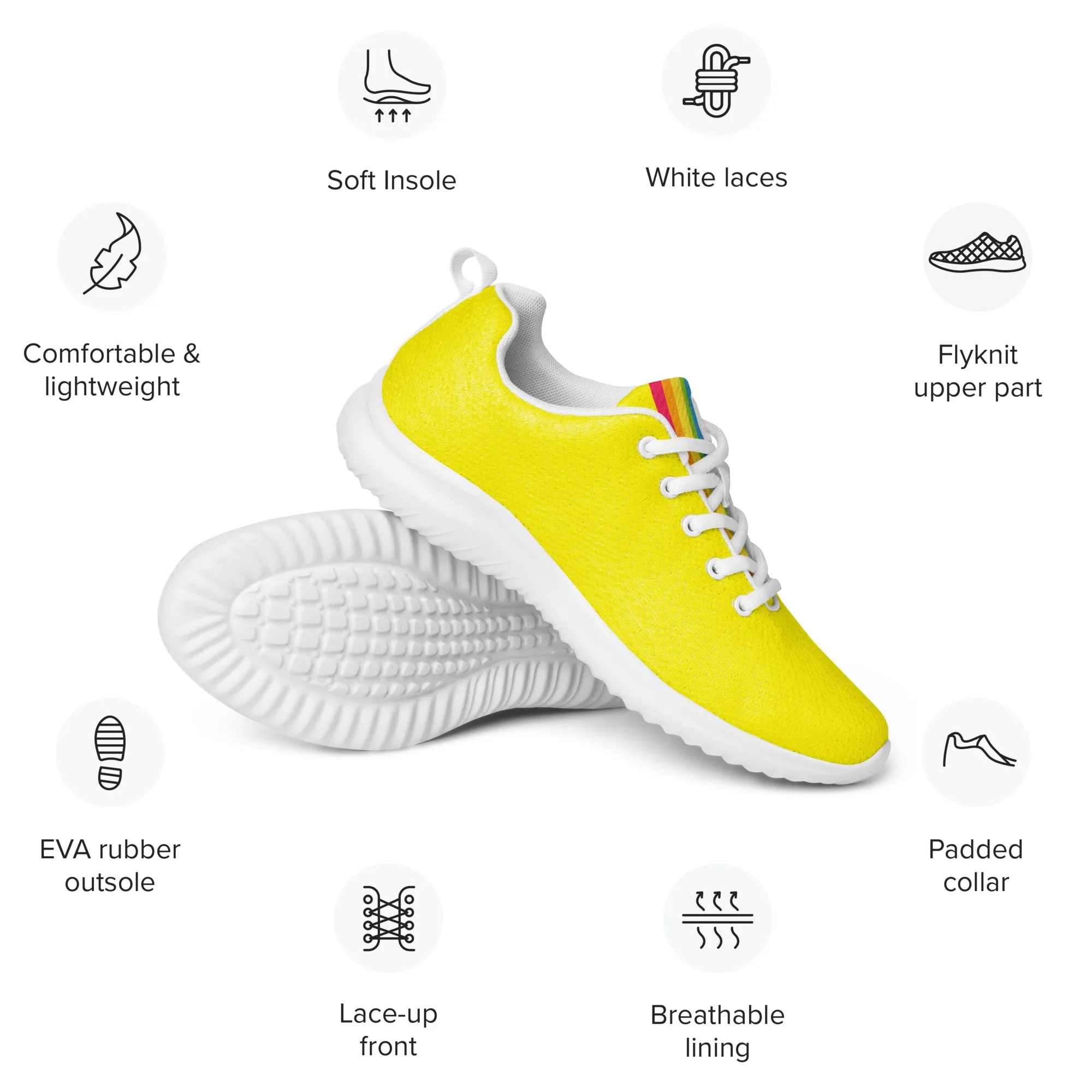 Yellow Rainbow Pride Flag Trainers (male sizes)