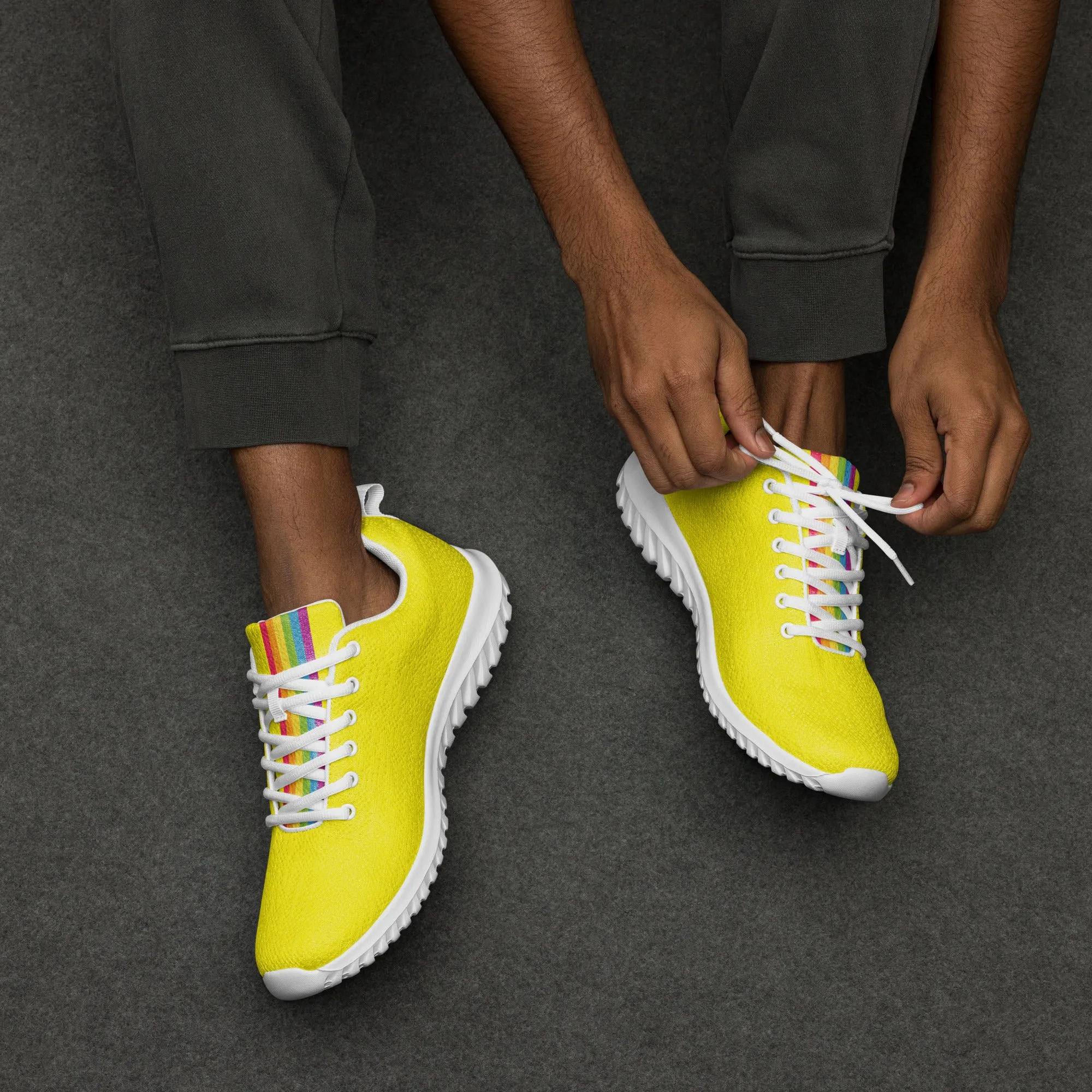 Yellow Rainbow Pride Flag Trainers (male sizes)
